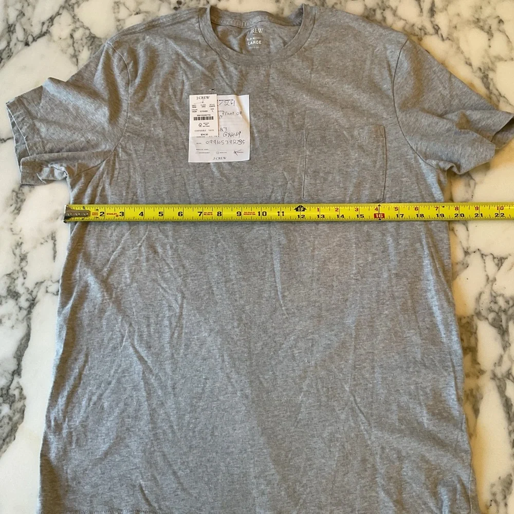 NWT J. Crew Slim Wash Jersey Grey Pocket Tee Sz L hole from sensor sew or patch